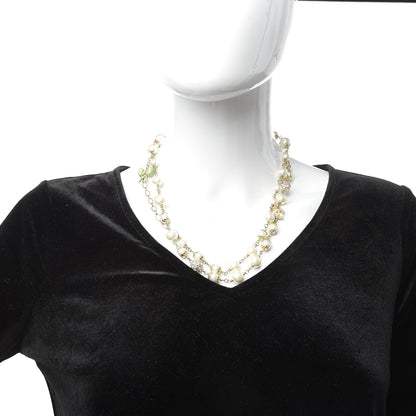 Chanel Crystal Pearl CC Bow Long Necklace Gold 2 of 4