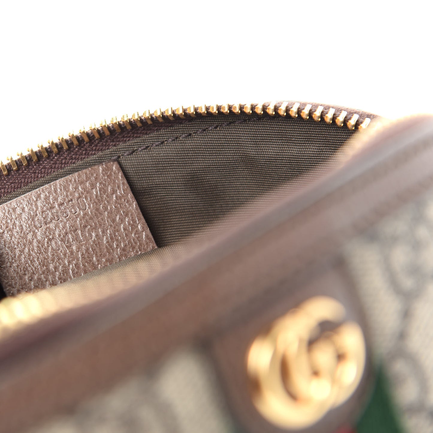 GG Supreme Monogram Textured Calfskin Web Medium Ophidia Cosmetic Case Beige Ebony New Acero