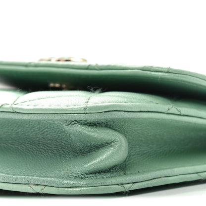Chanel Lambskin Resin Quilted Mini Heart Flap Light Green 10 of 11