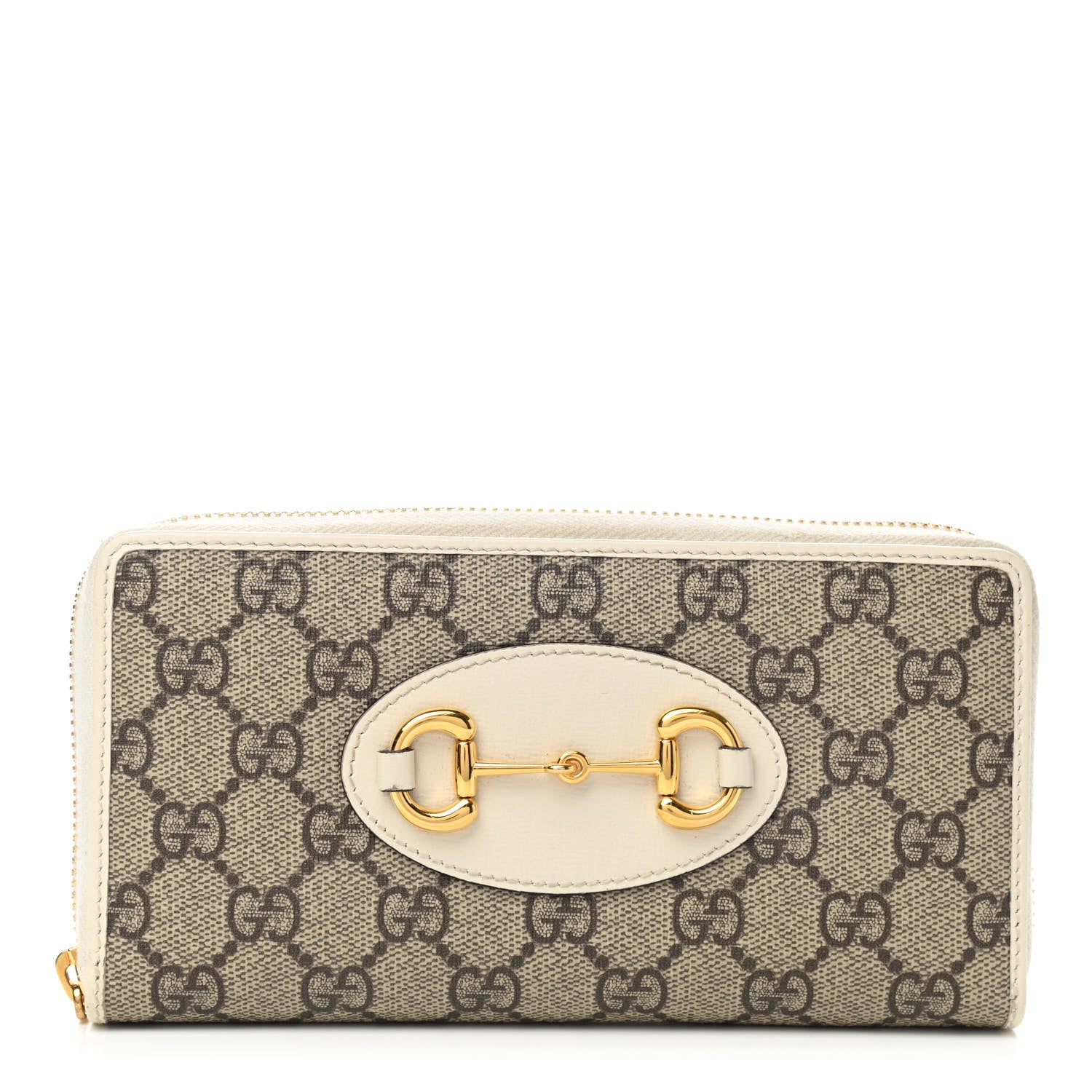 Gucci GG Supreme Monogram Azalea Calfskin Horsebit 1955 Zip Around Wallet Beige Ebony Mystic White 2 of 15