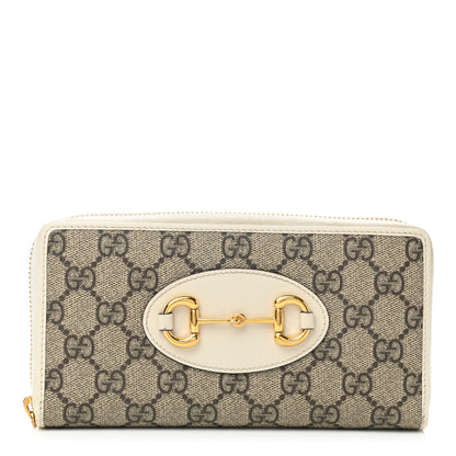 Gucci GG Supreme Monogram Azalea Calfskin Horsebit 1955 Zip Around Wallet Beige Ebony Mystic White 2 of 15