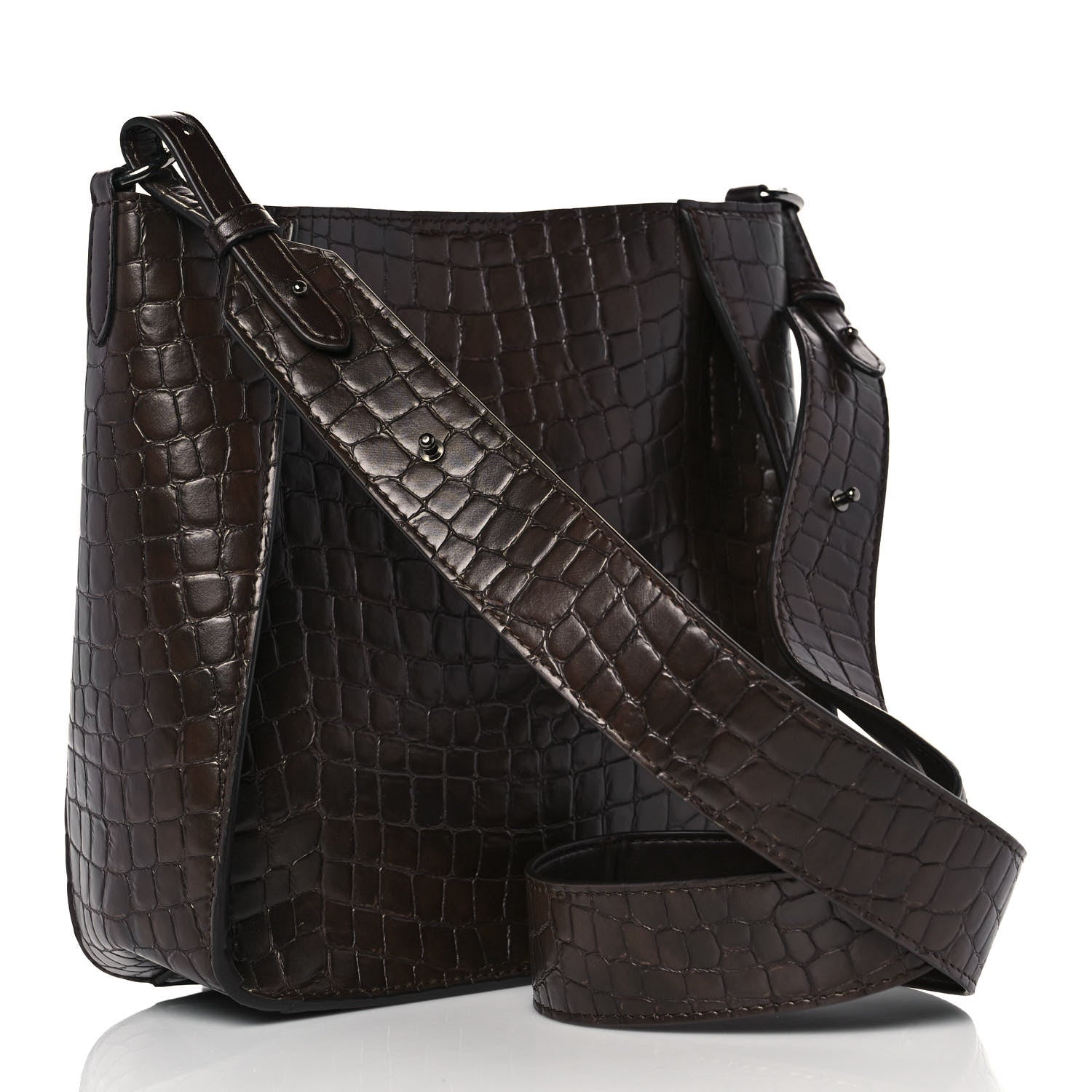 Stella McCartney Crocodile Embossed Studded Logo Mini Crossbody Mahogany 2 of 7