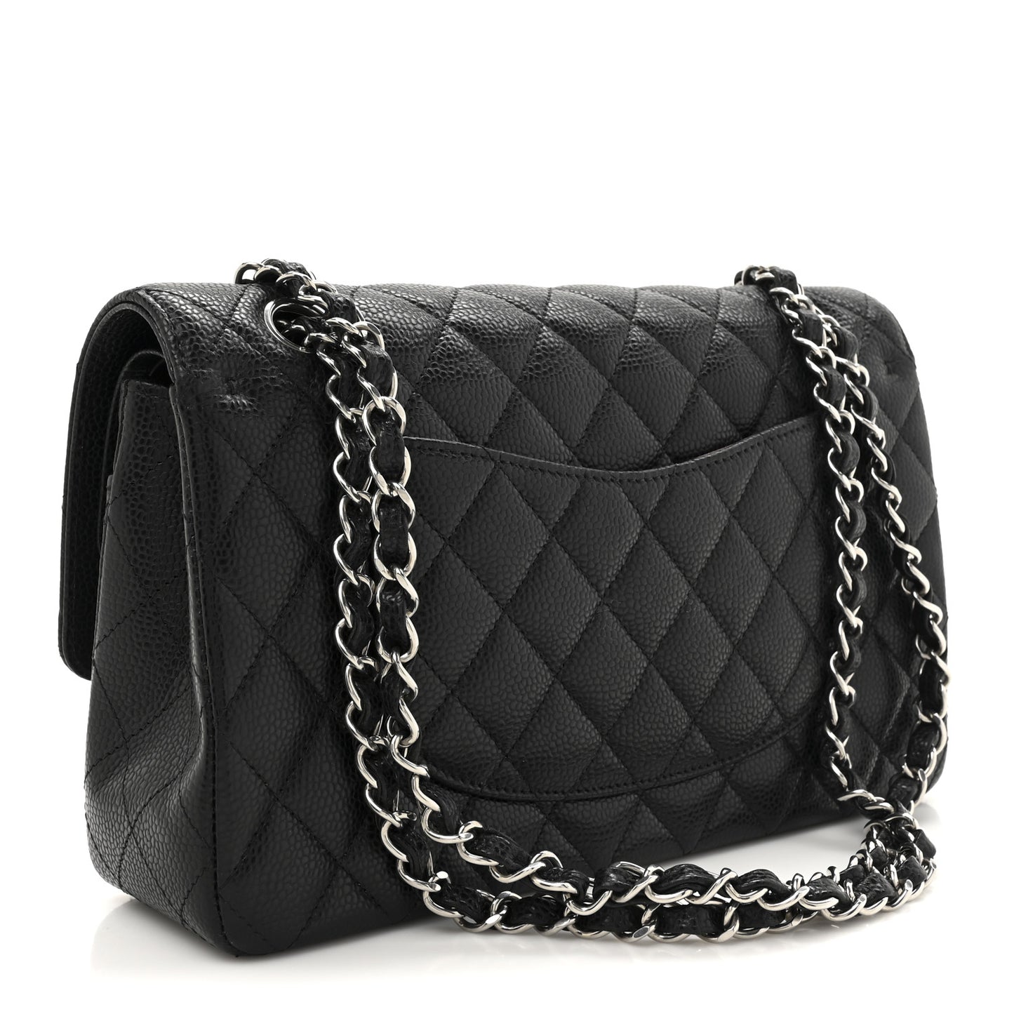 Caviar Quilted Medium Double Flap Black