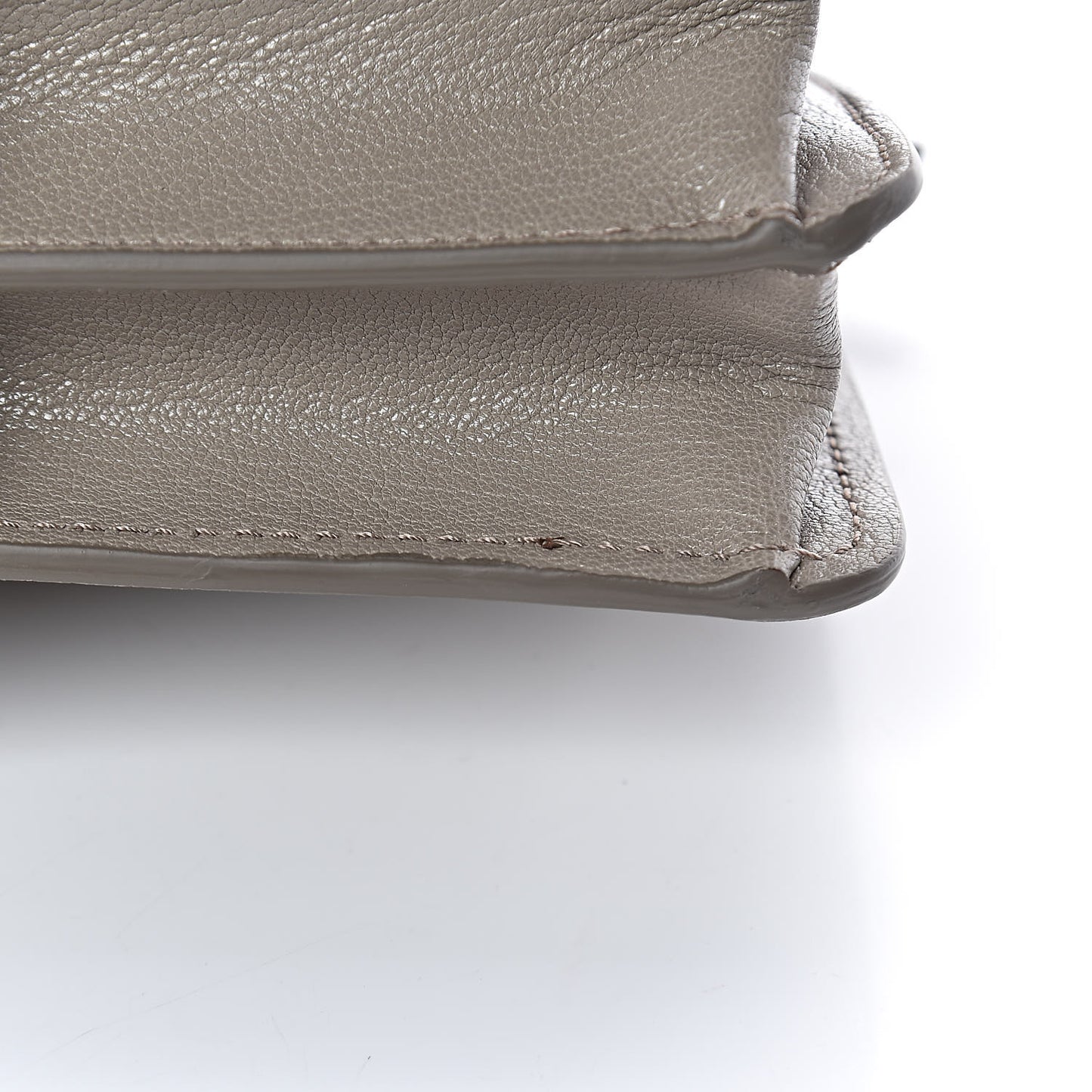 Shiny Goatskin Calfskin Aby Chain Shoulder Bag Motty Grey