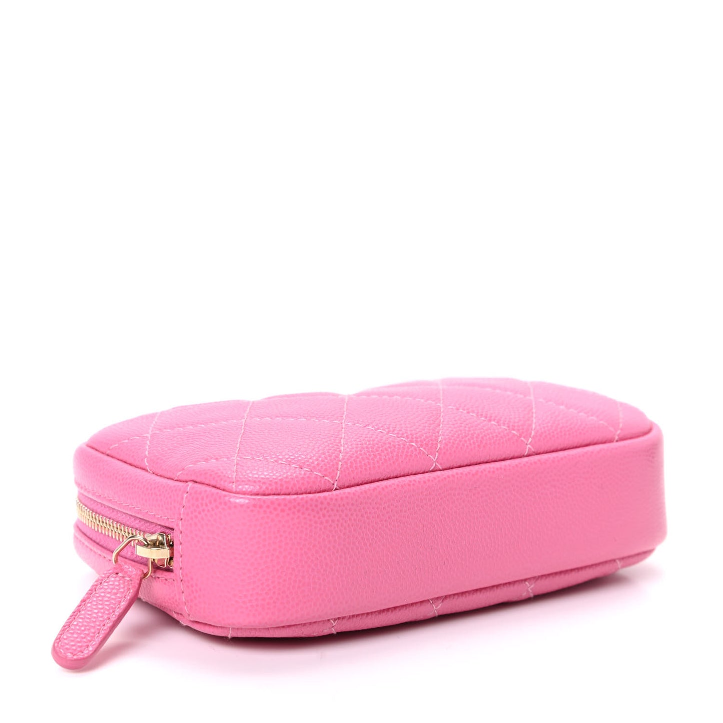 Caviar Quilted Small Curvy Pouch Cosmetic Case Pink