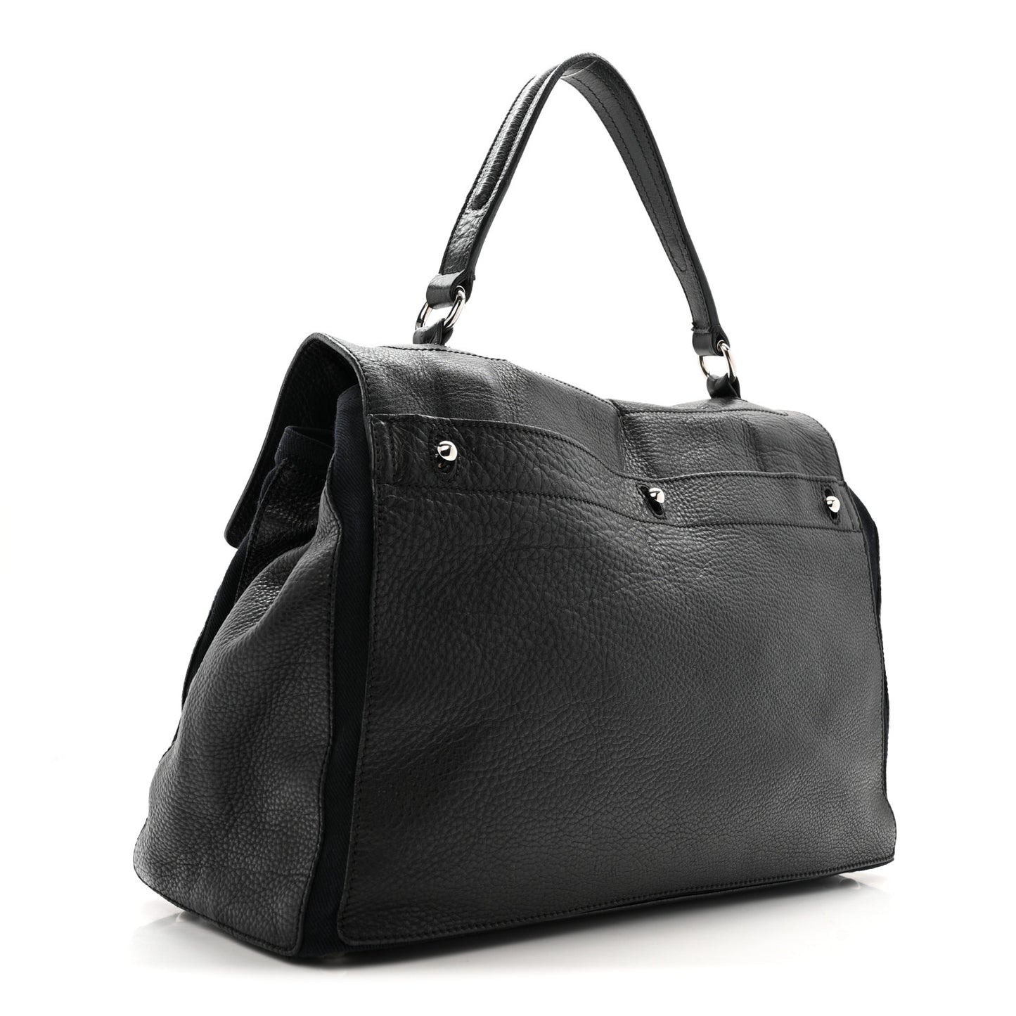 Calfskin Canvas Large Muse Two Black