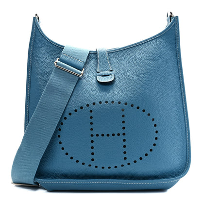 Hermes Taurillon Clemence Evelyne III GM Blue Jean 1 of 7