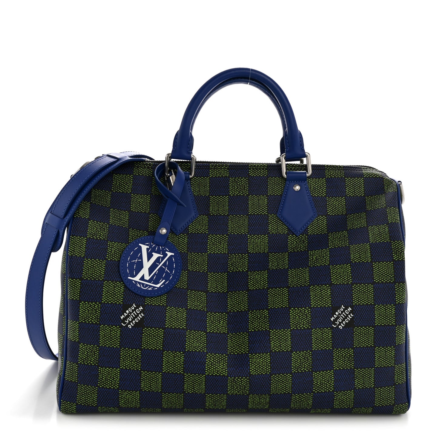 Damier Heritage Speedy Bandouliere 40 Blue Green