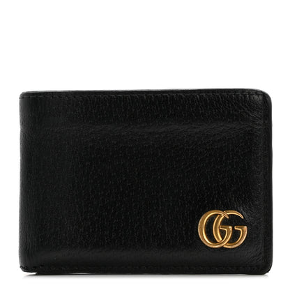 Gucci Calfskin Boar Effect GG Marmont Bi-Fold Wallet Black 1 of 11