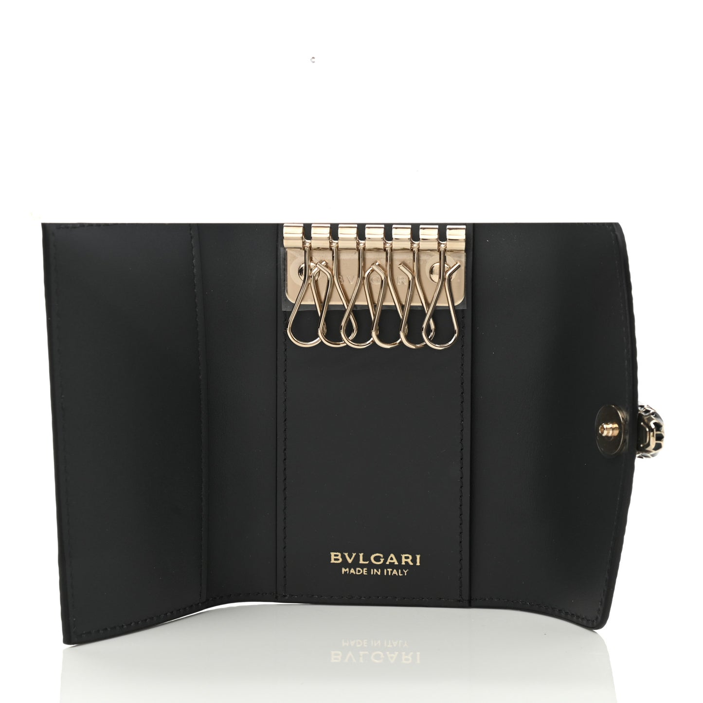Karung Calfskin Serpenti Forever Key Holder Wallet Charcoal