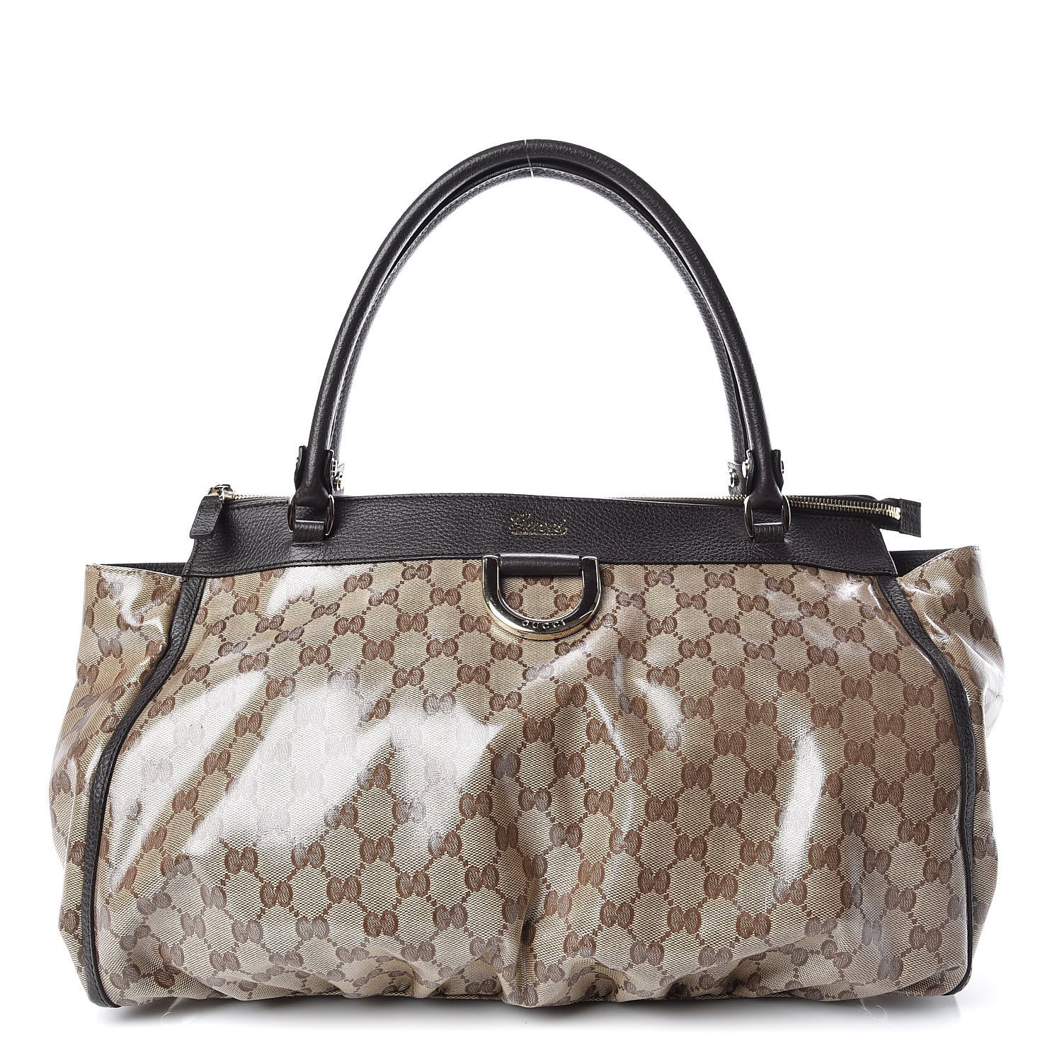 Gucci Crystal Monogram Large D Gold Hobo Dark Brown 1 of 9