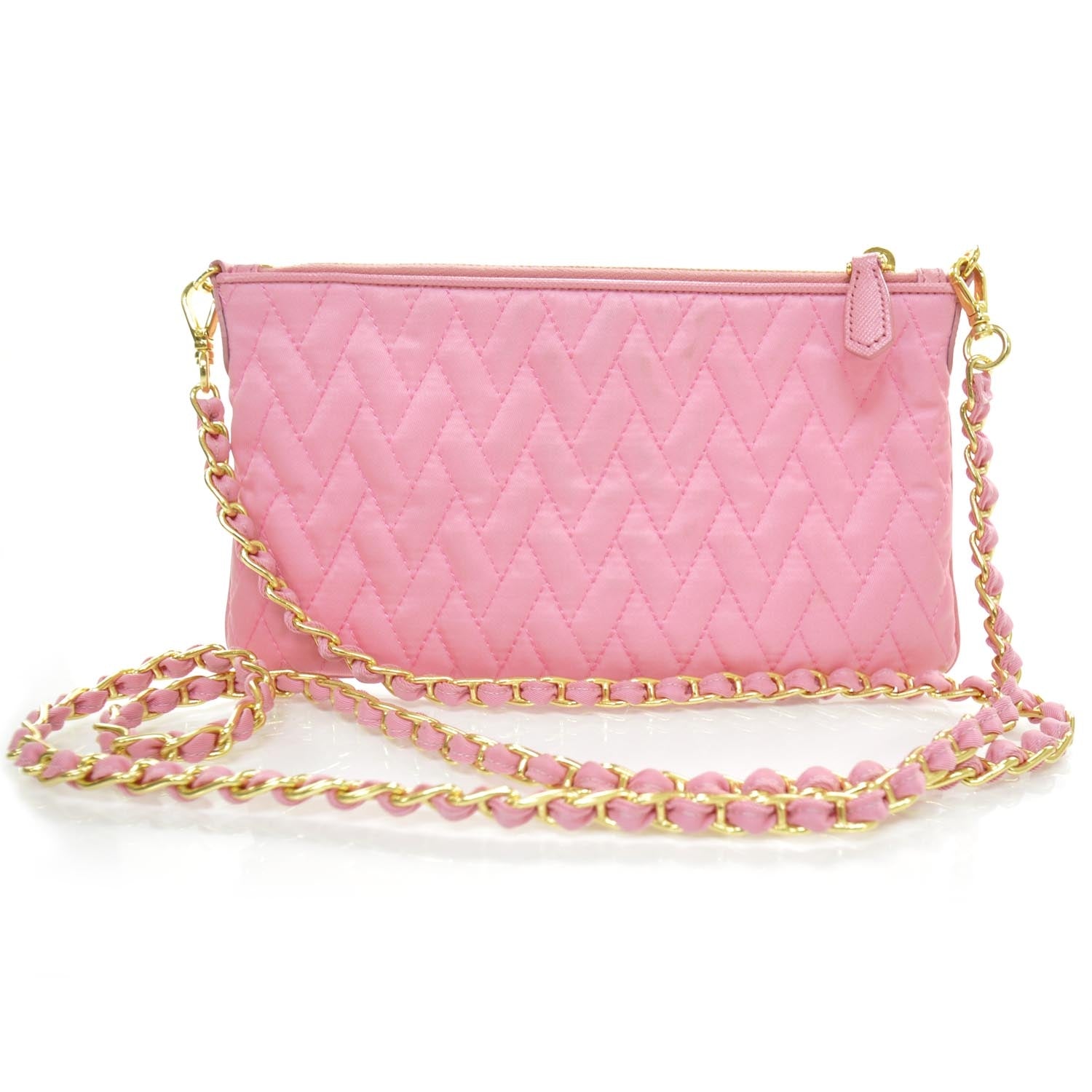 Prada Tessuto Impuntu Nylon Quilted Sling Bag Pink 4 of 9