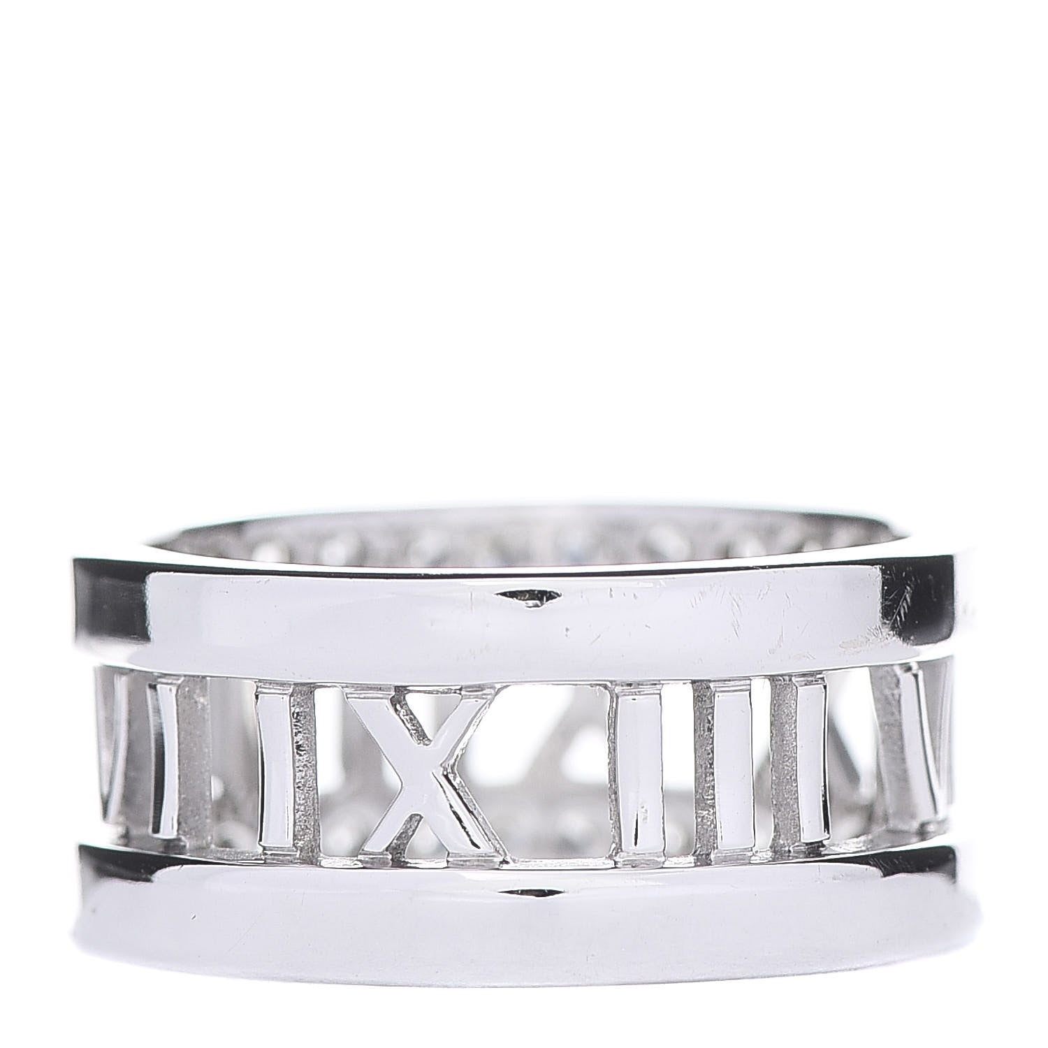 Tiffany 18K White Gold Diamond Wide Atlas Open Ring 53 6.25 3 of 6