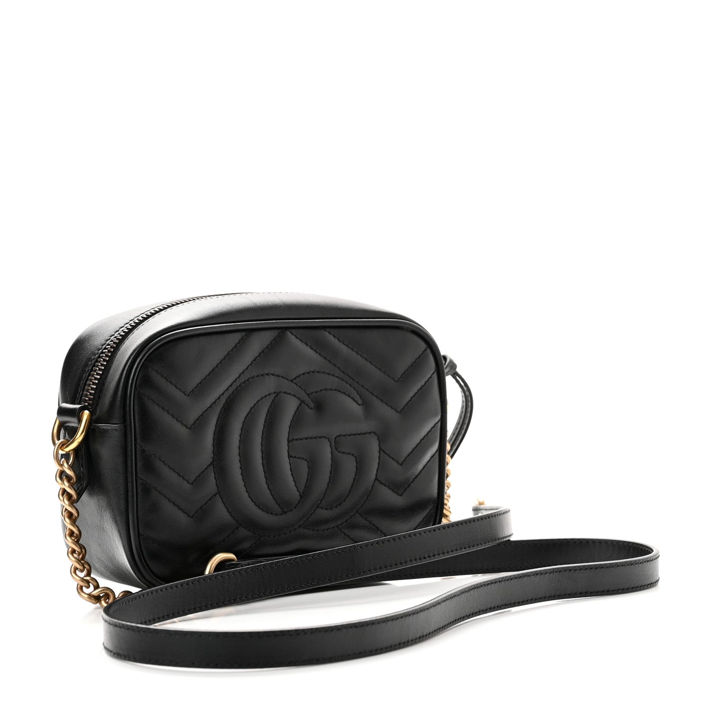 Calfskin Matelasse Mini GG Marmont Chain Shoulder Bag Black