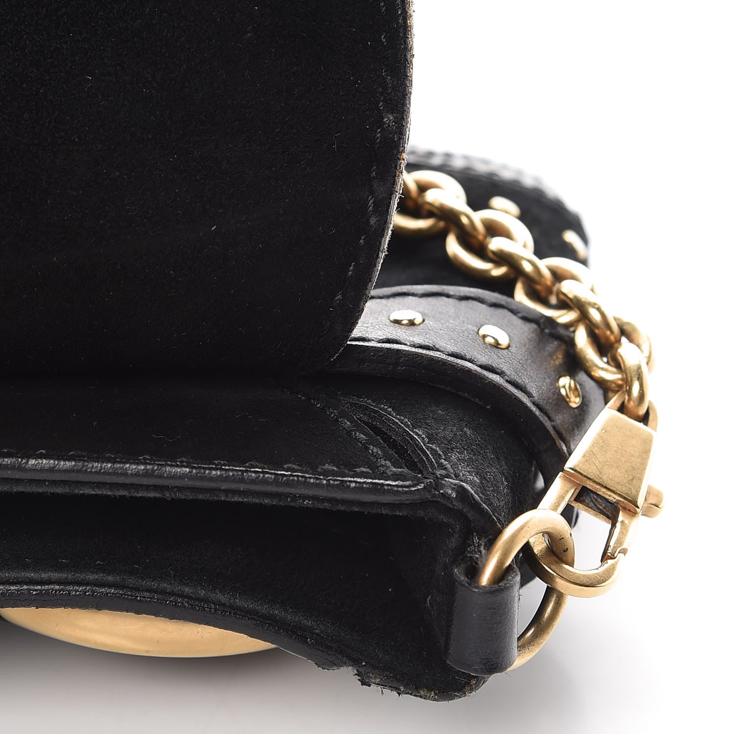 Gucci Suede Studded Horsebit Clutch Bag Black 13 of 24