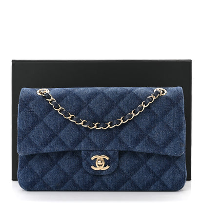 Chanel Printed Denim Quilted Medium Double Flap Dark Blue 13 of 13