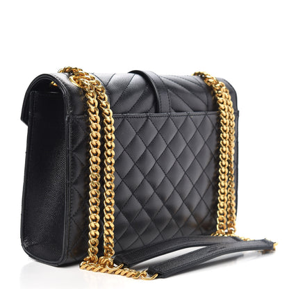 Saint Laurent Grain De Poudre Textured Mixed Matelasse Triquilt Medium Monogram Satchel Black 3 of 9