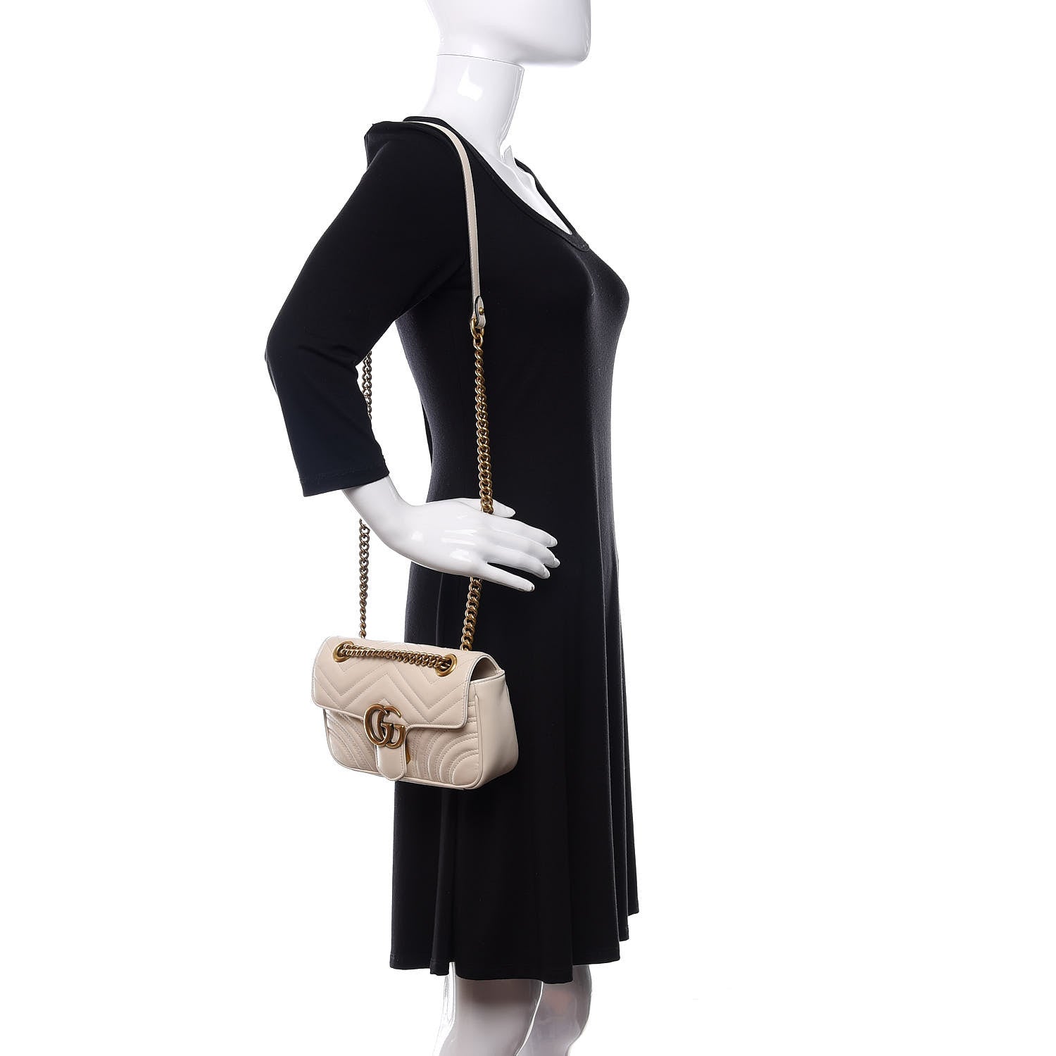 Gucci Calfskin Matelasse Mini GG Marmont Shoulder Bag White 2 of 10