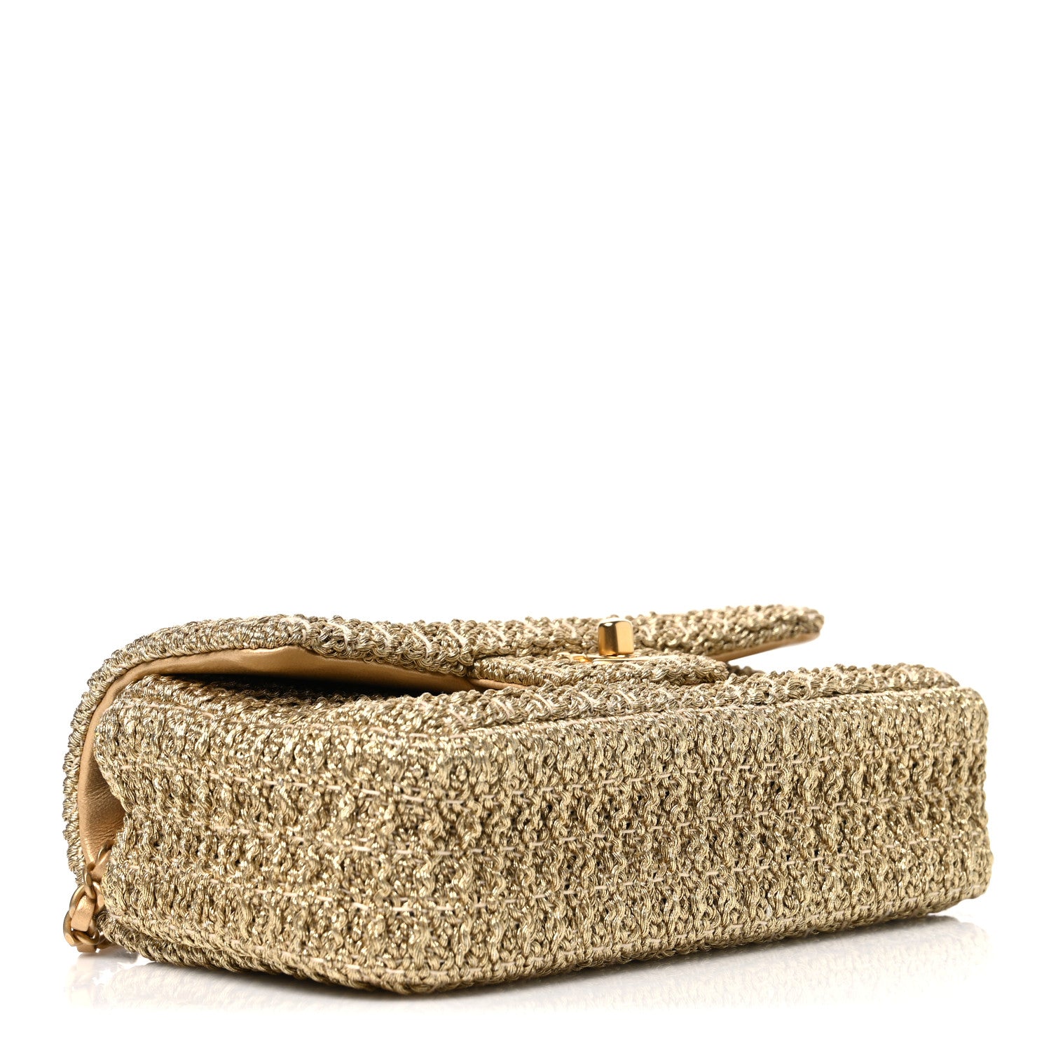 Chanel Metallic Woven Fabric Mini Rectangular Flap Gold 3 of 10