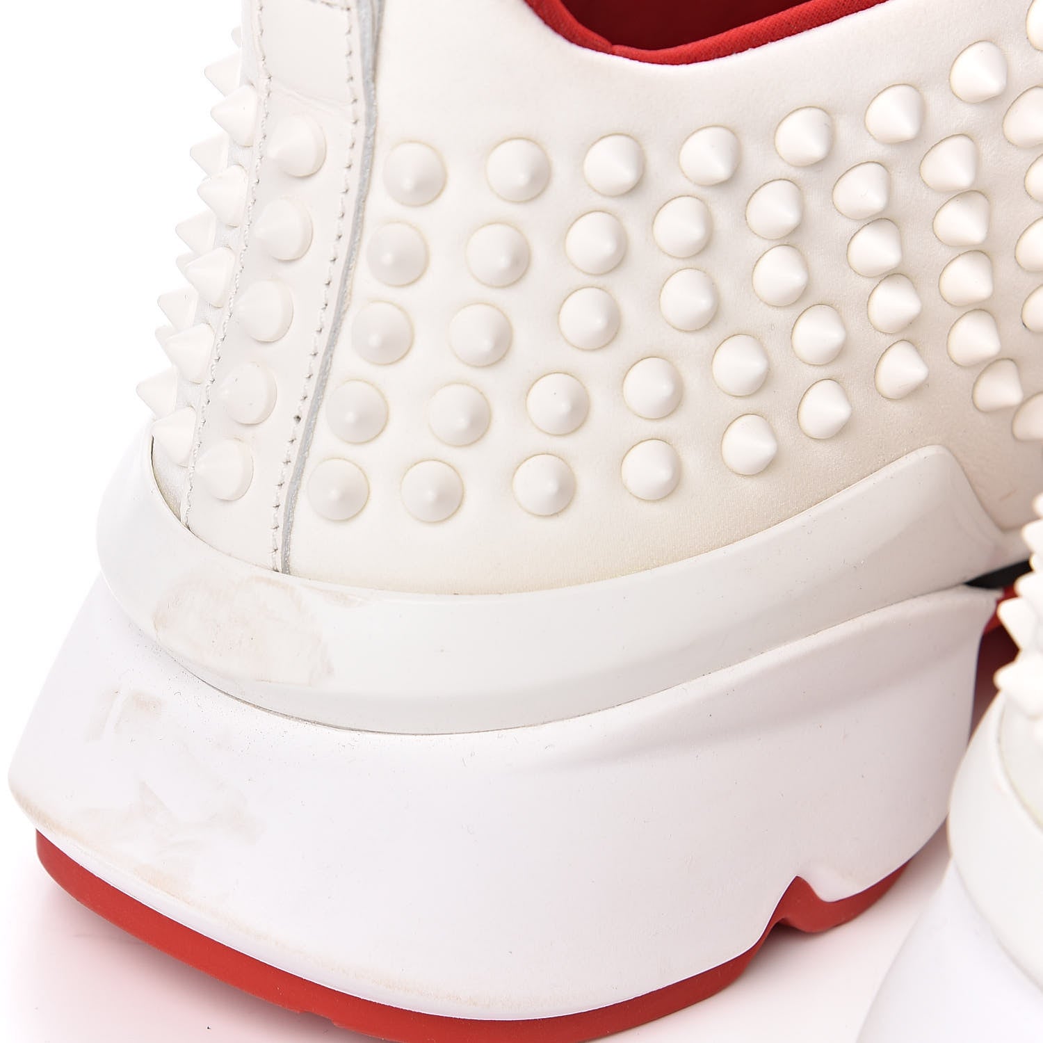 Christian Louboutin Neoprene Spike Sock Donna Flat Sneakers 38 White Snow Mat 8 of 8