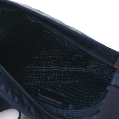 Prada Tessuto Nylon Saffiano Flat Messenger Bag Blue 5 of 12