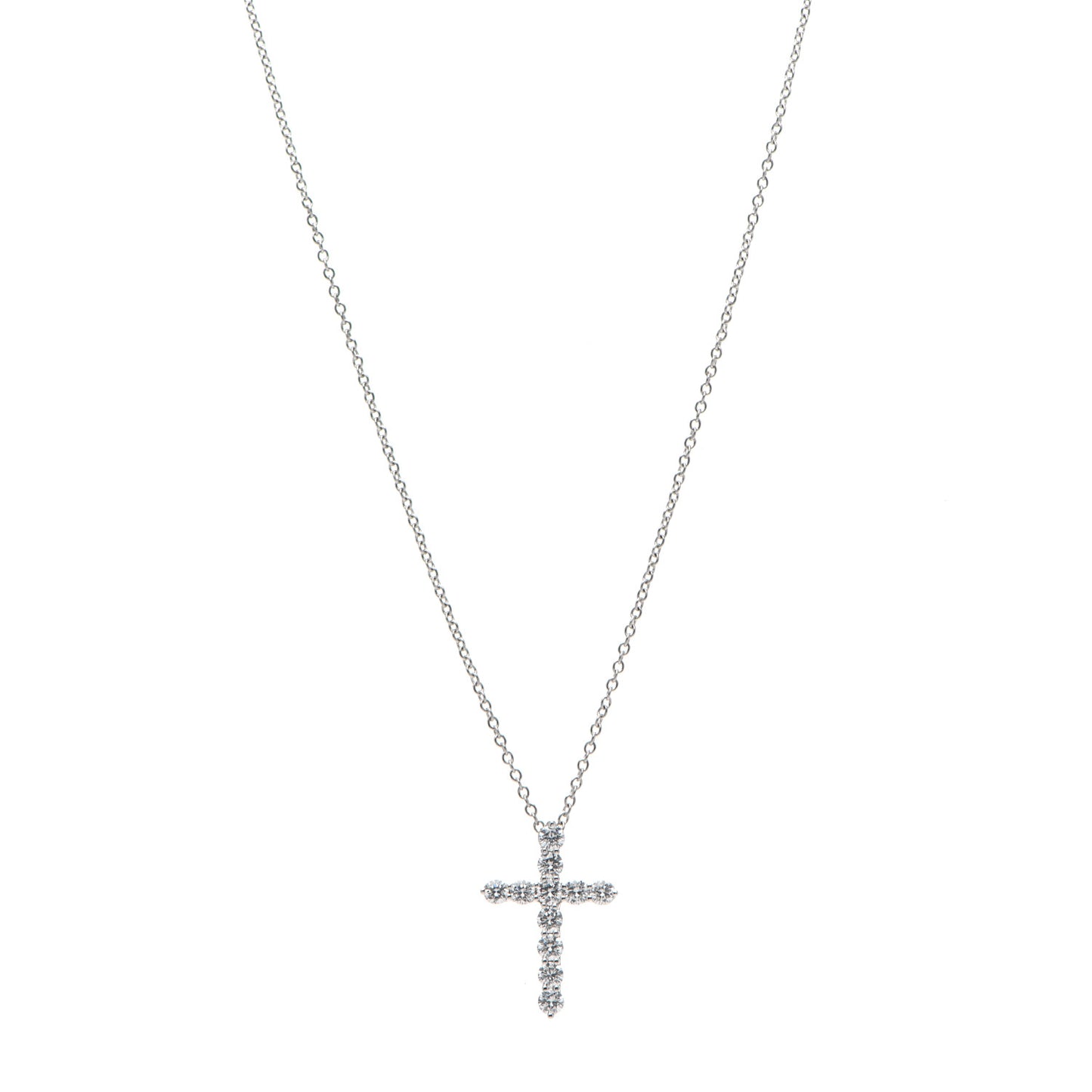 Platinum Diamond Small Cross Pendant Necklace