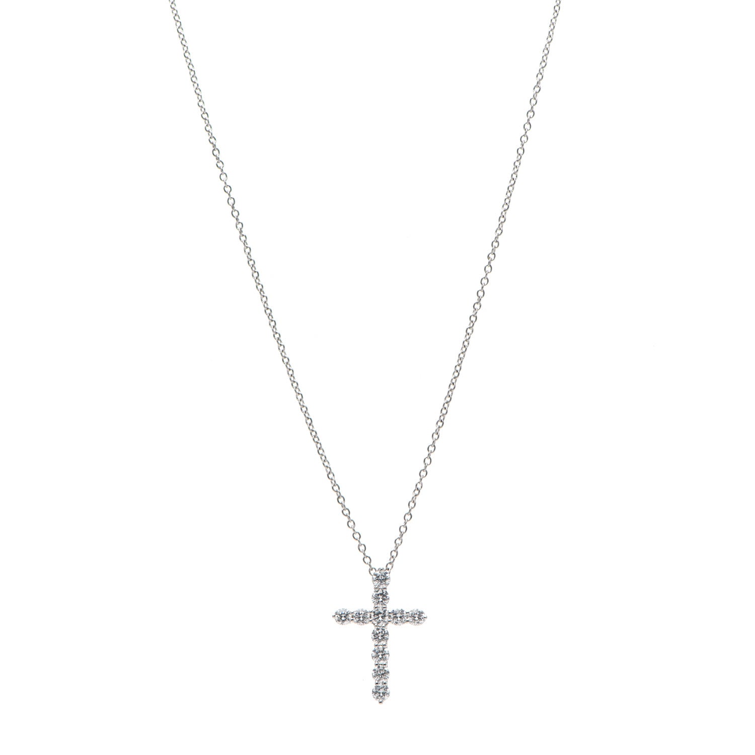 Tiffany Platinum Diamond Small Cross Pendant Necklace 1 of 5
