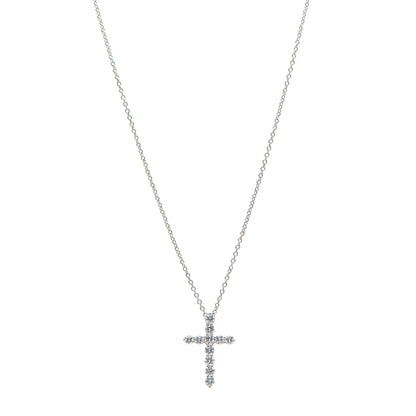 Tiffany Platinum Diamond Small Cross Pendant Necklace 1 of 5