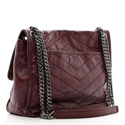 Saint Laurent Crinkled Calfskin Matelasse Monogram Medium Niki Chain Satchel Rouge Legion 3 of 10