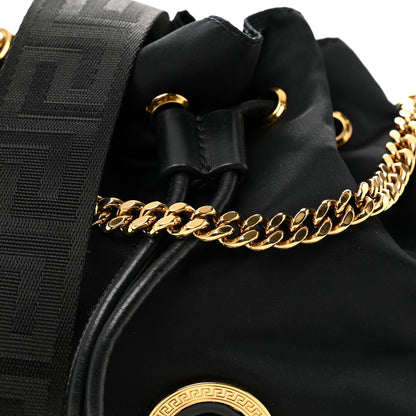 Versace Nylon Medusa Drawstring Bucket Bag Black 13 of 17