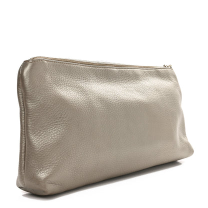 Gucci Metallic Pebbled Calfskin Tassel Clutch Pewter 3 of 10