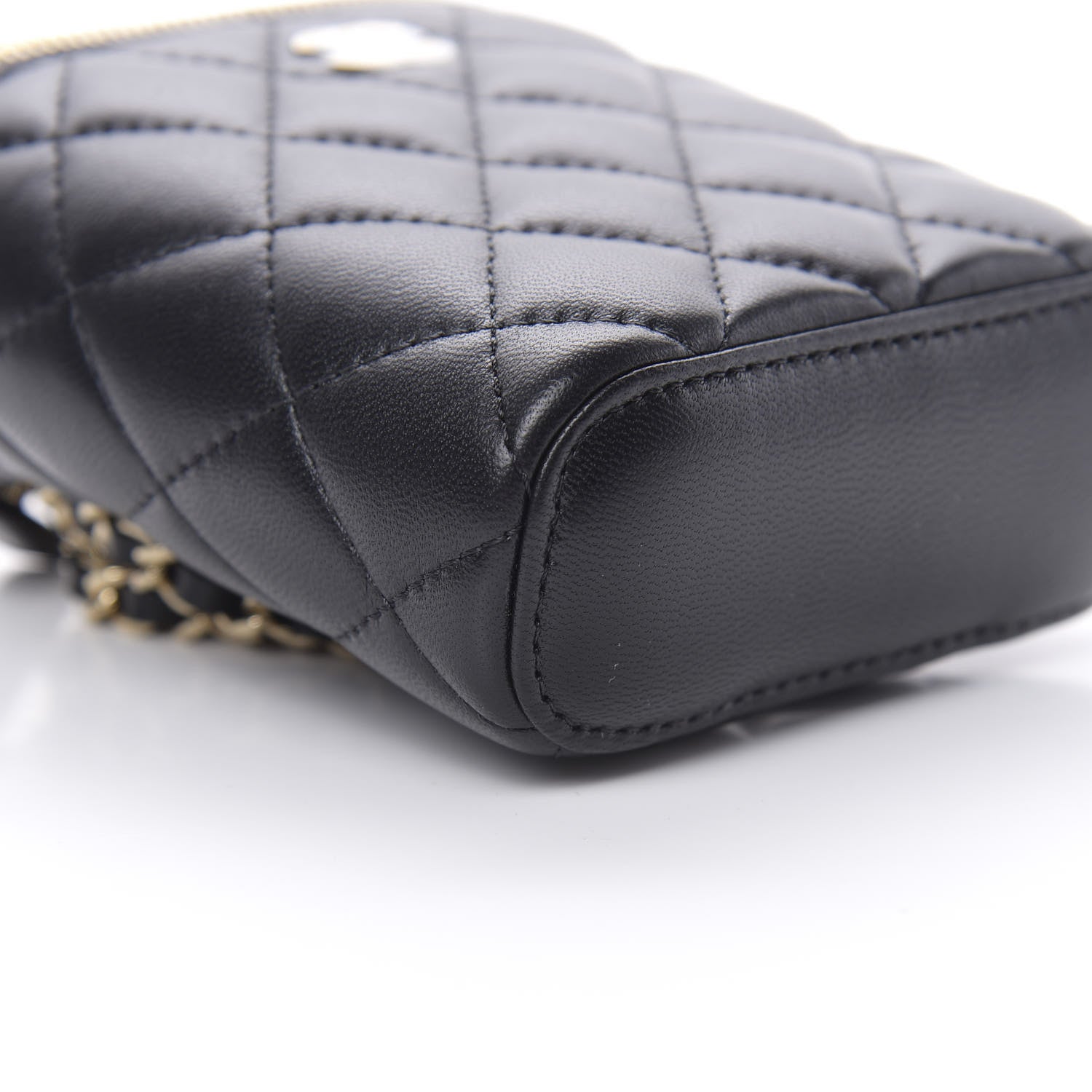 Chanel Lambskin Quilted Small Vertical Coco Beauty Vanity Case With Chain Black 9 of 11
