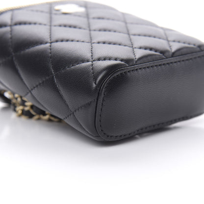 Chanel Lambskin Quilted Small Vertical Coco Beauty Vanity Case With Chain Black 9 of 11