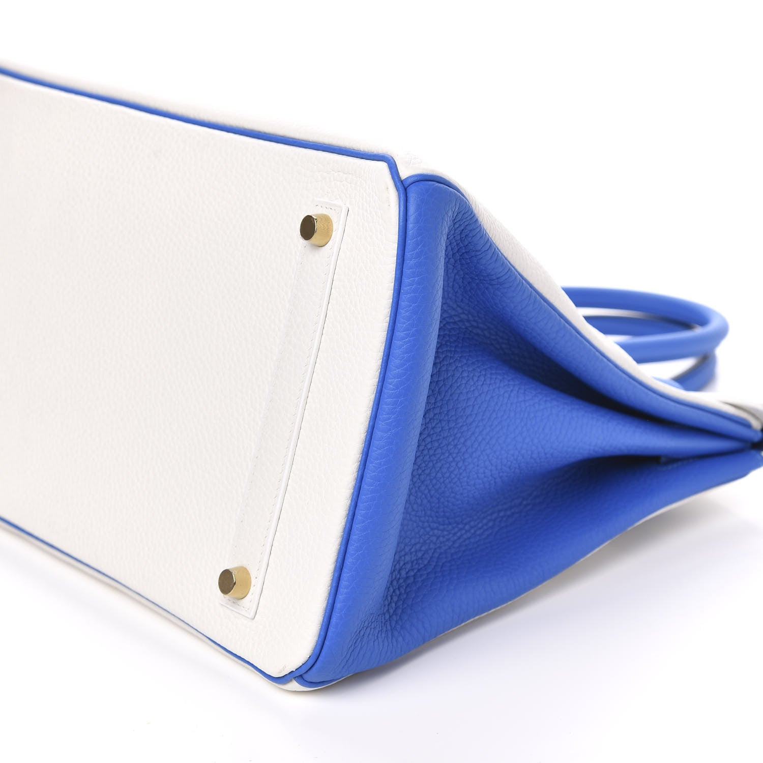 Hermes Bi-Color Horseshoe Birkin 35 Perle Bleu Electrique 9 of 9