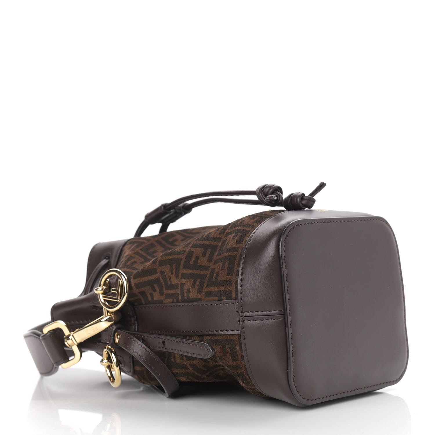 Fendi Suede Vitello King F is Fendi Micro FF Mini Mon Tresor Bucket Bag Sigaro Marrone Ebano 4 of 9
