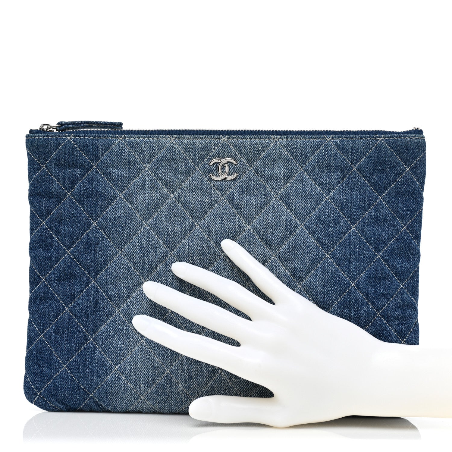Chanel Denim Pocket Medium Cosmetic Case Blue 2 of 8