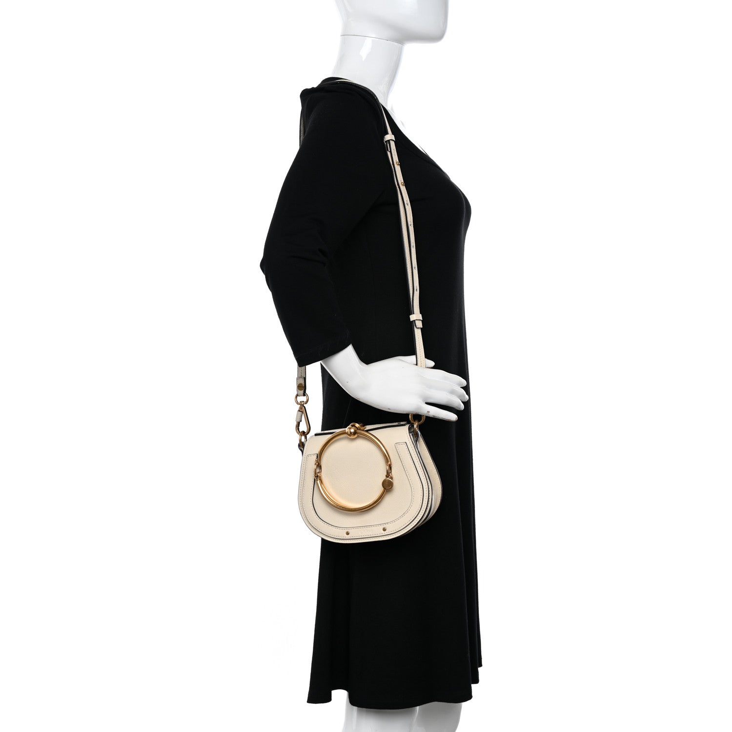 Chloe Calfskin Suede Small Nile Bracelet Bag Off White 2 of 15