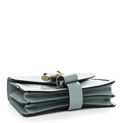 Chloe Calfskin Crocodile Embossed Aby Chain Shoulder Bag Faded Blue 4 of 9