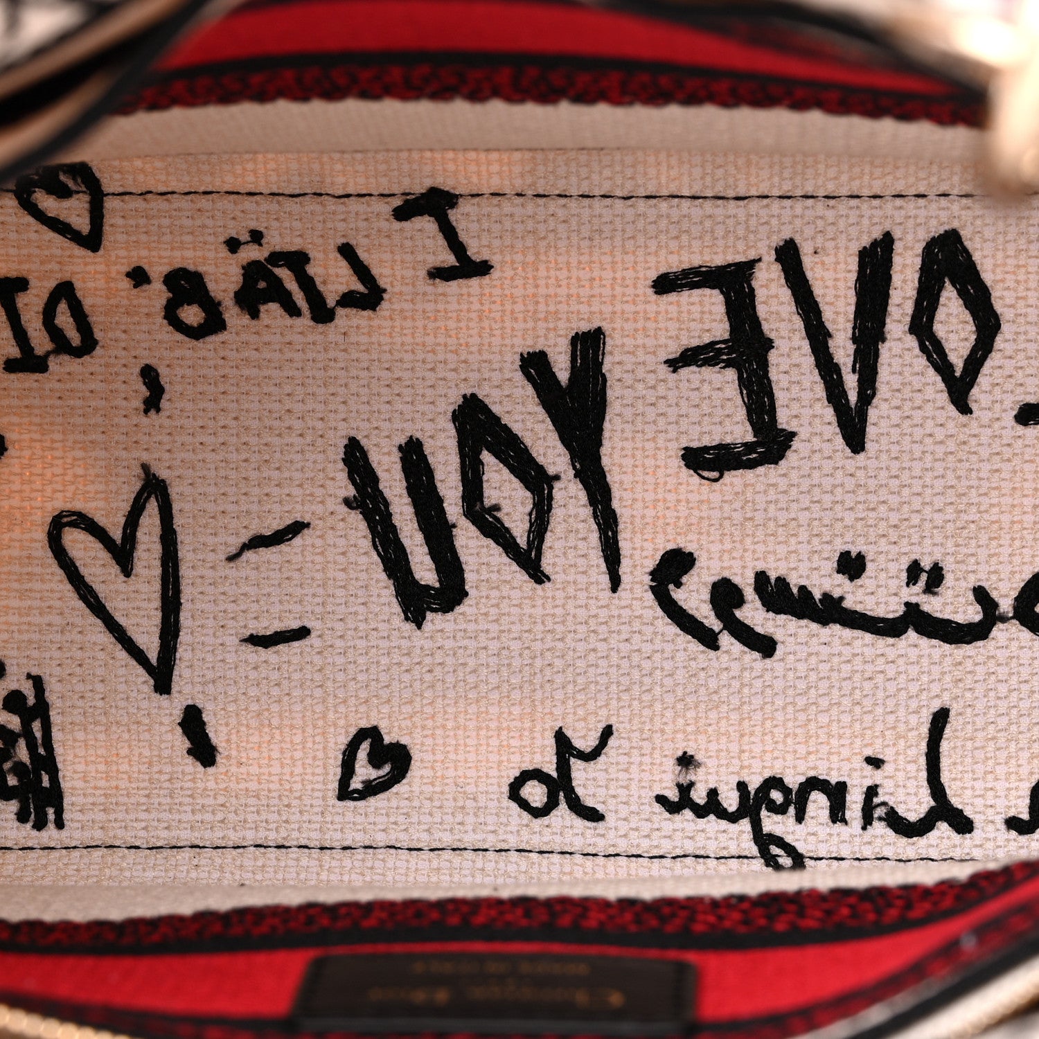 Christian Dior Canvas Medium DiorAmour Graffiti Lady D-Lite Latte 5 of 12