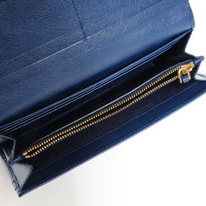 Prada Saffiano Metal Continental Flap Wallet Bleuette 5 of 8