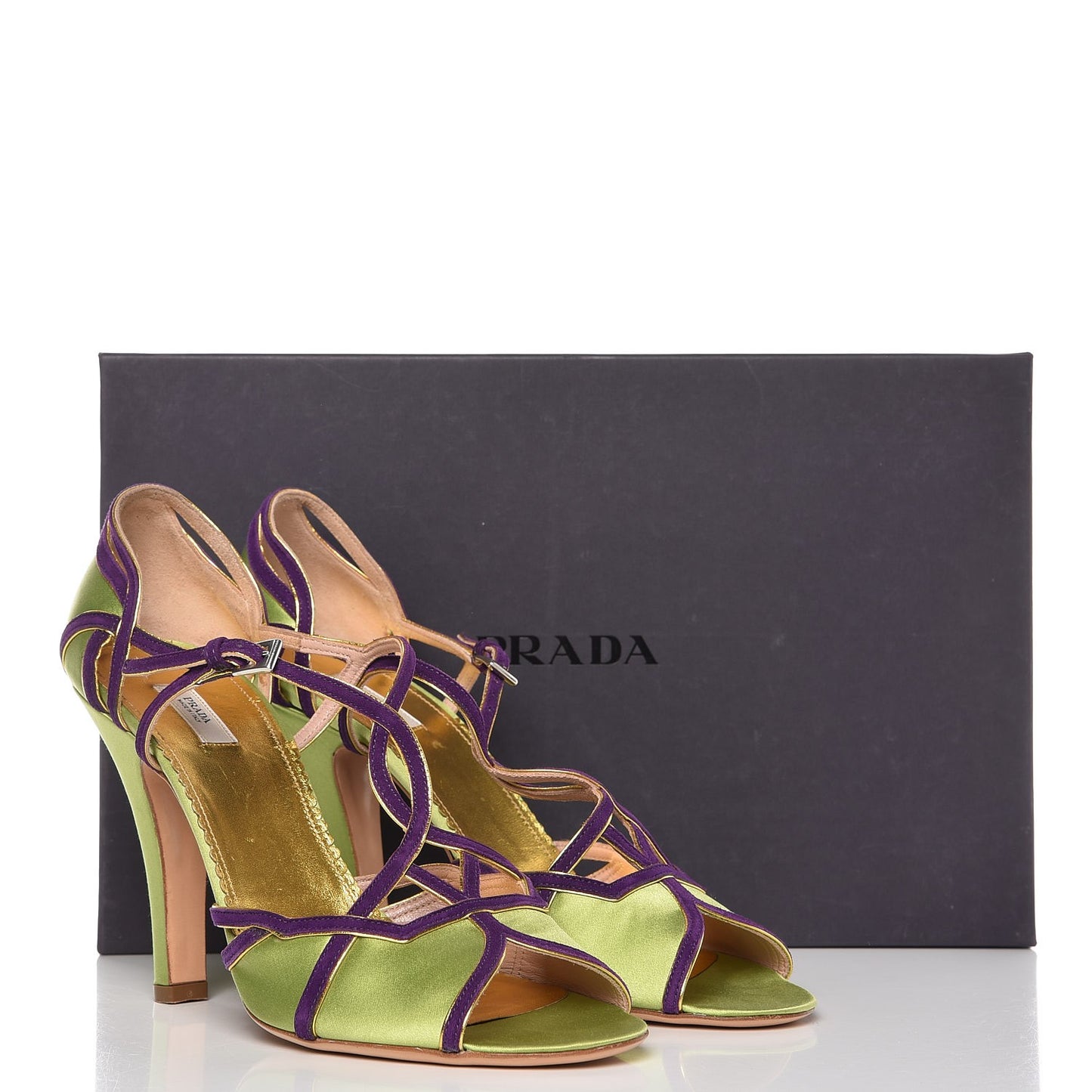 Satin Suede Strappy Sandals 40 Green