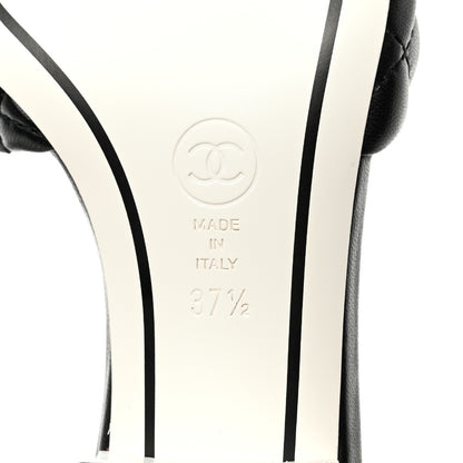 Chanel Lambskin Quilted Textured CC Mules 37.5 Black 8 of 9