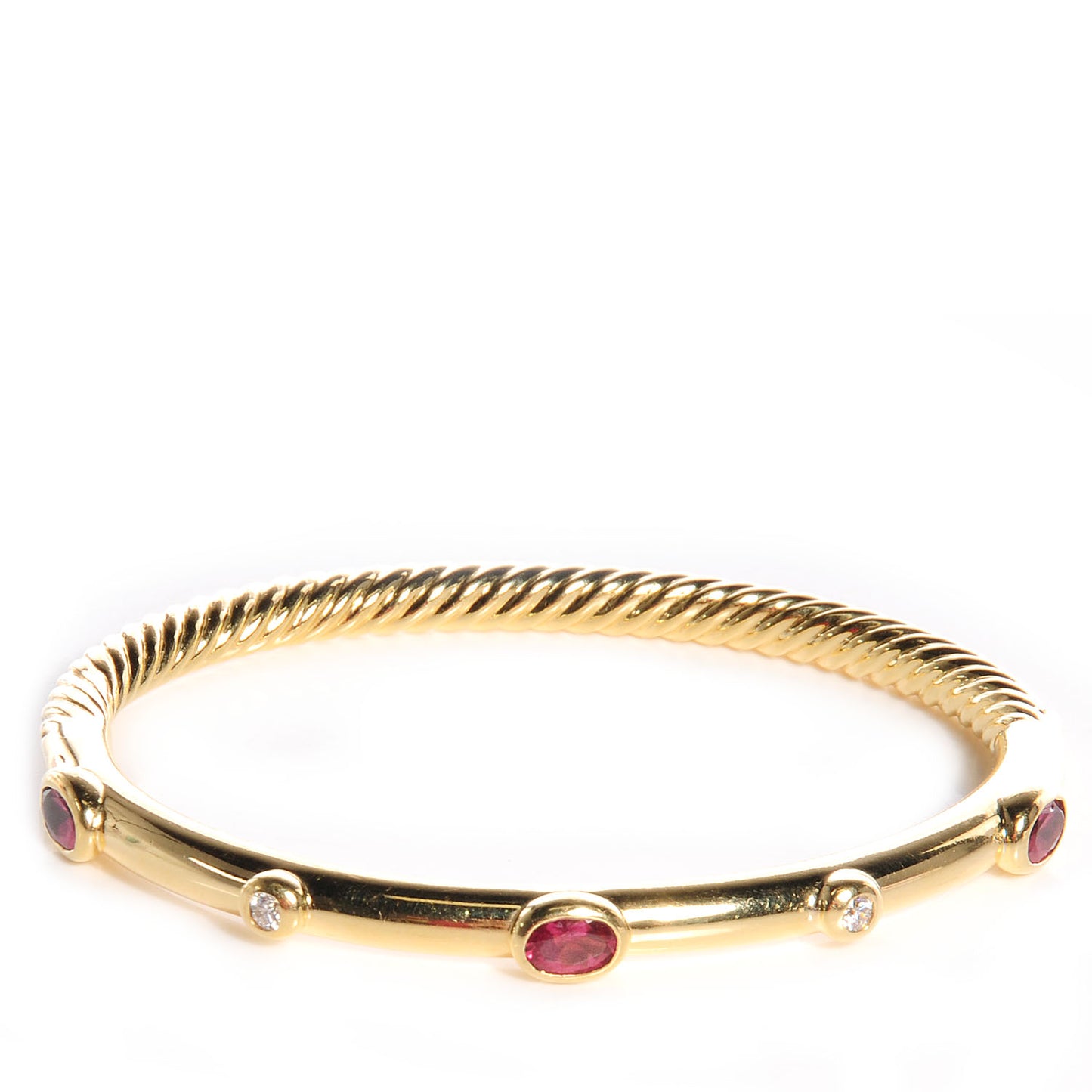 18k Yellow Gold Ruby And Diamond Bangle
