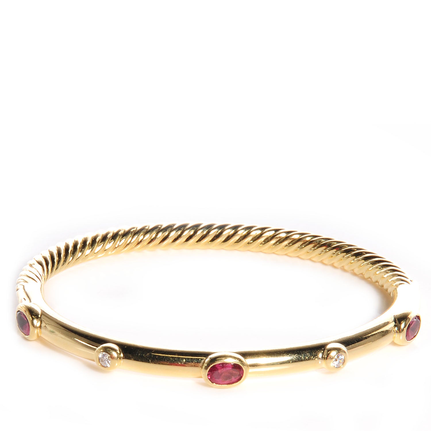David Yurman 18k Yellow Gold Ruby And Diamond Bangle 1 of 6
