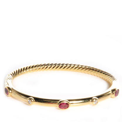 David Yurman 18k Yellow Gold Ruby And Diamond Bangle 1 of 6