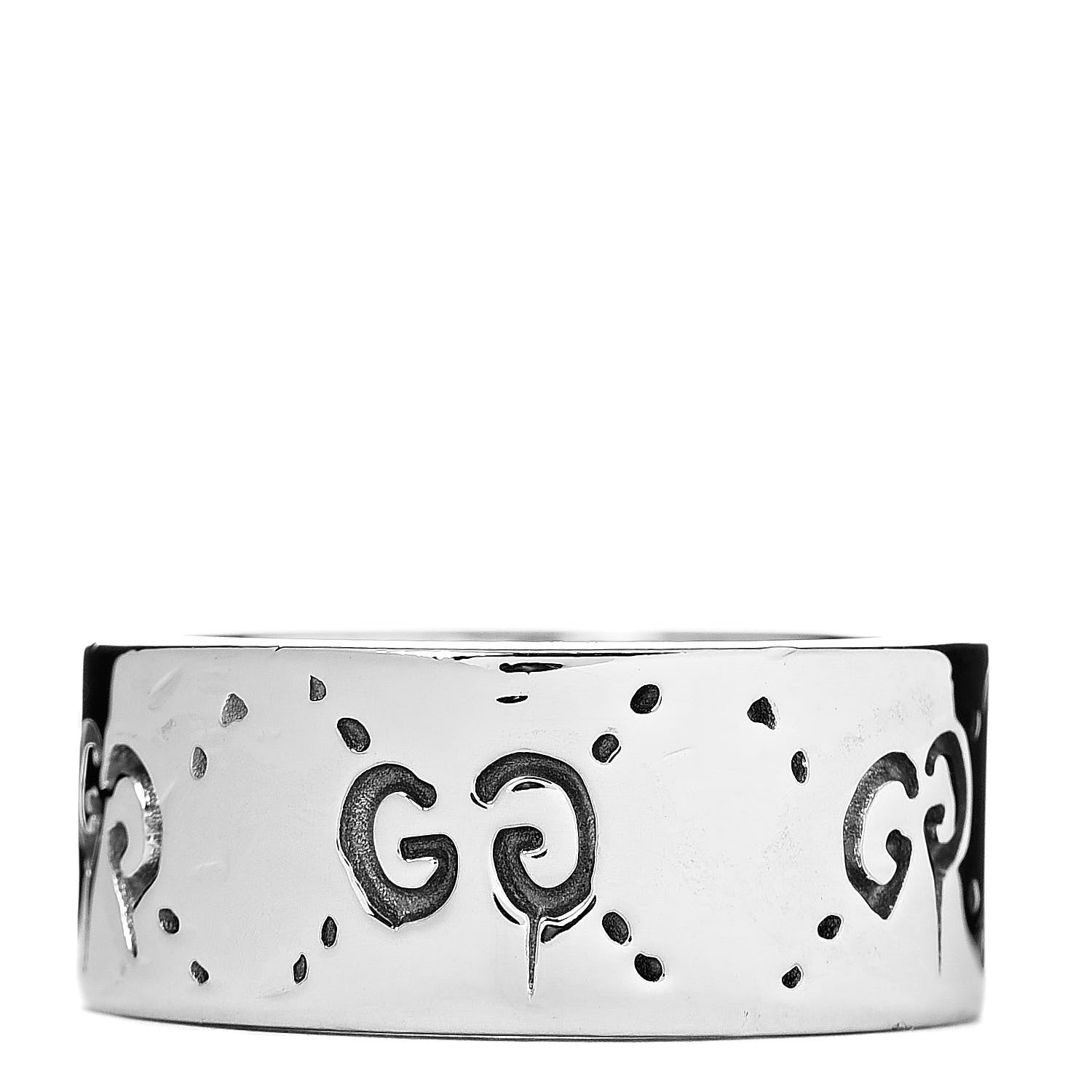 Gucci Sterling Silver GucciGhost Hamlet Skull Band Ring 52 6 3 of 5