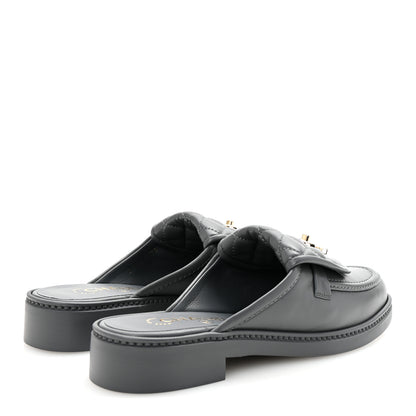 Chanel Lambskin Quilted CC Turnlock Mules 37 Dark Gray 5 of 10