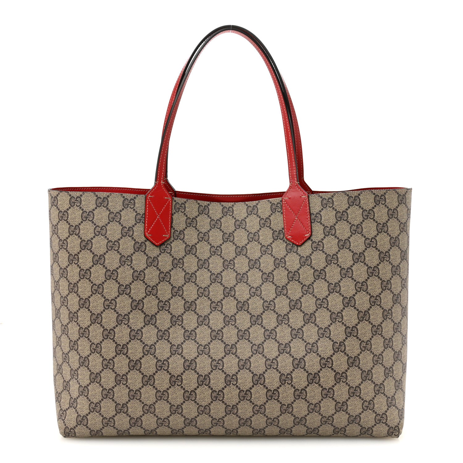 Gucci GG Supreme Monogram Medium Reversible Tote Beige Red 1 of 9