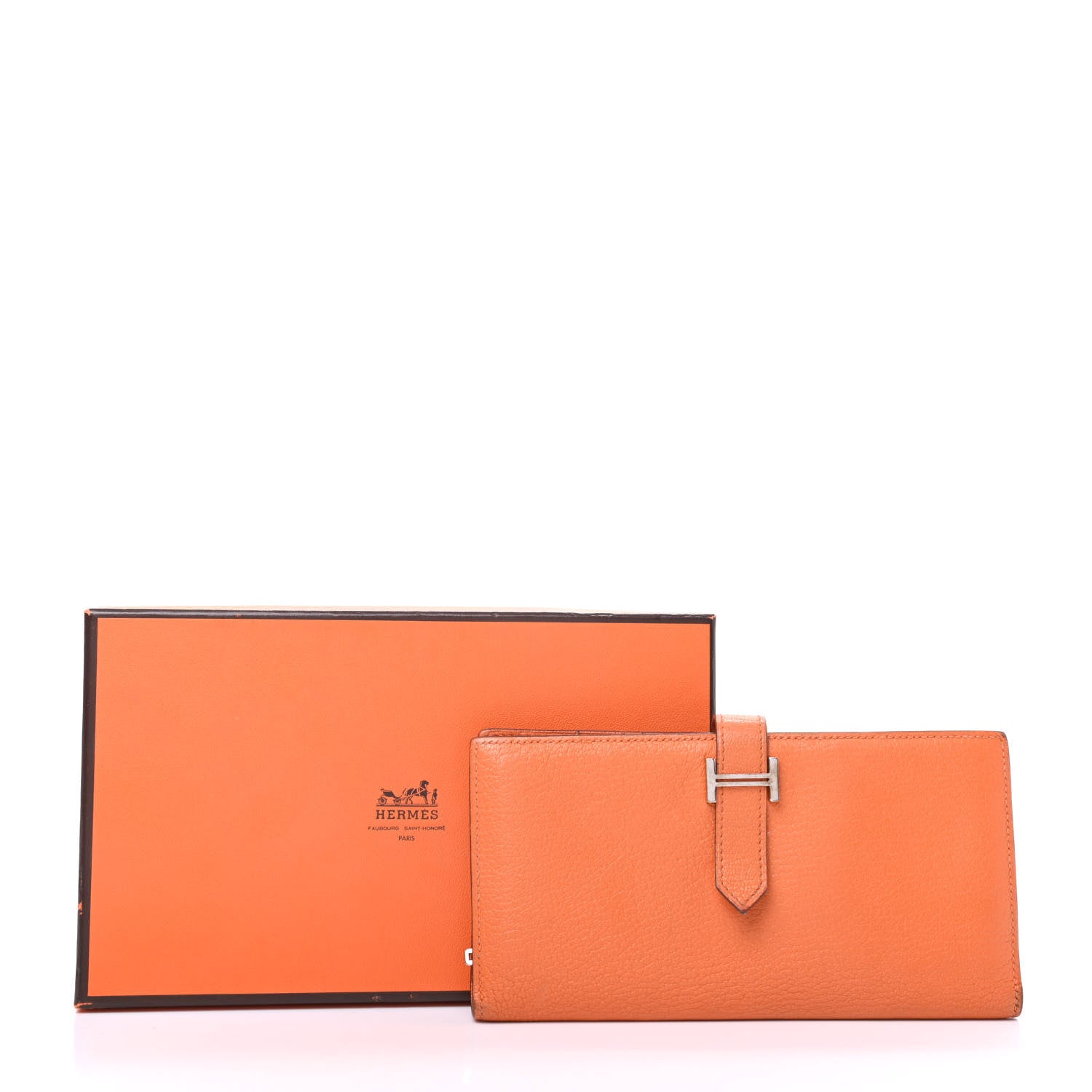 Hermes Chevre Mysore Bearn Gusset Wallet Orange 8 of 8