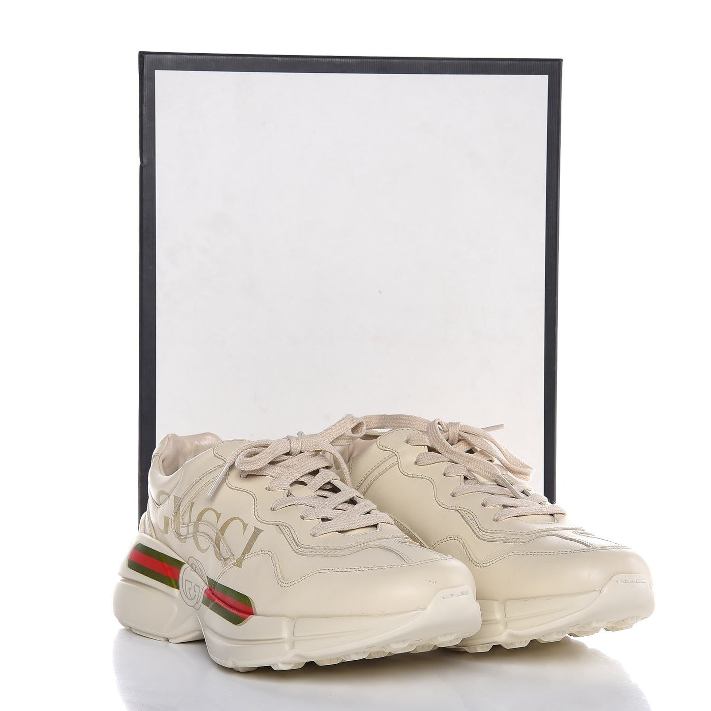 Calfskin Logo Mens Rhyton Sneakers 6 Ivory